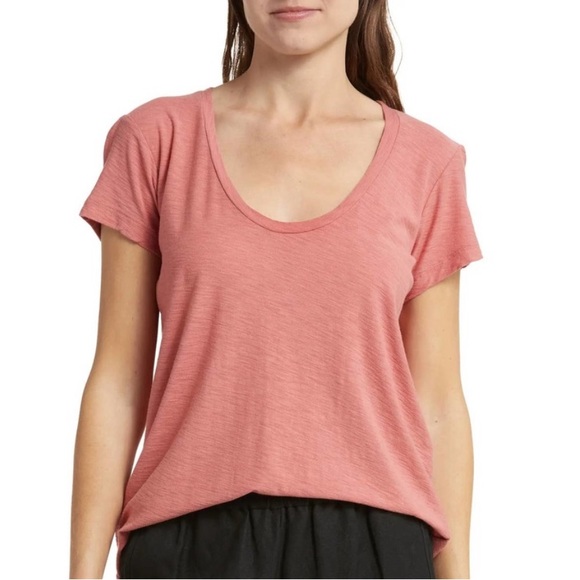 WOMEN’S JAMES PERSE CLASSIC DEEP SCOOP NECK CAP SLEEVE SOFT TEE SHIRT EUC - Picture 3 of 9